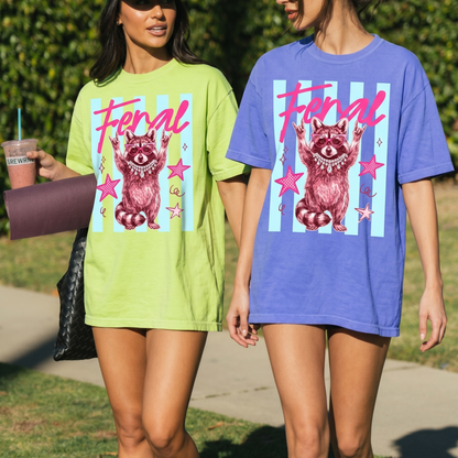 ChaoticClub Summer Feral Raccoon Neon T-Shirt