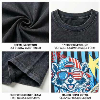 Chaoticclub 4th of July Raccoon Washed T-Shirt