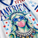 ChaoticClub Preppy Brushstroke Statue of Liberty Blowing Bubble Mesh Jersey
