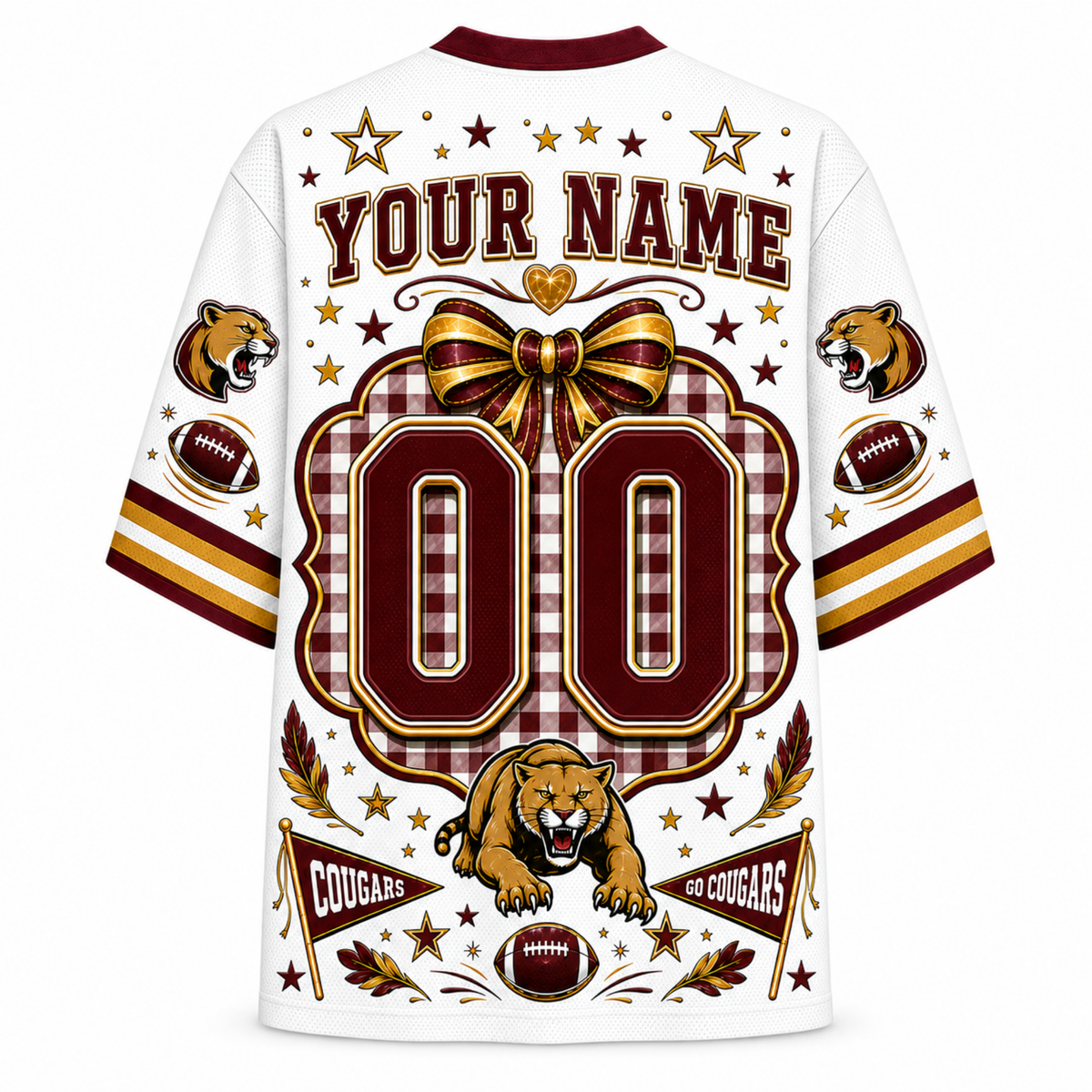 Chaotic Club Custom Mascot Coquette Bow Game Day Mesh Jersey