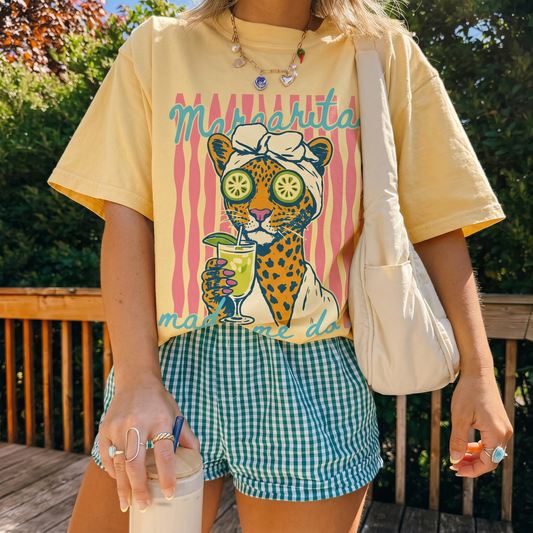 ChaoticClub Margaritas Made Me Do It Leopard Spa Summer Neon T-Shirt