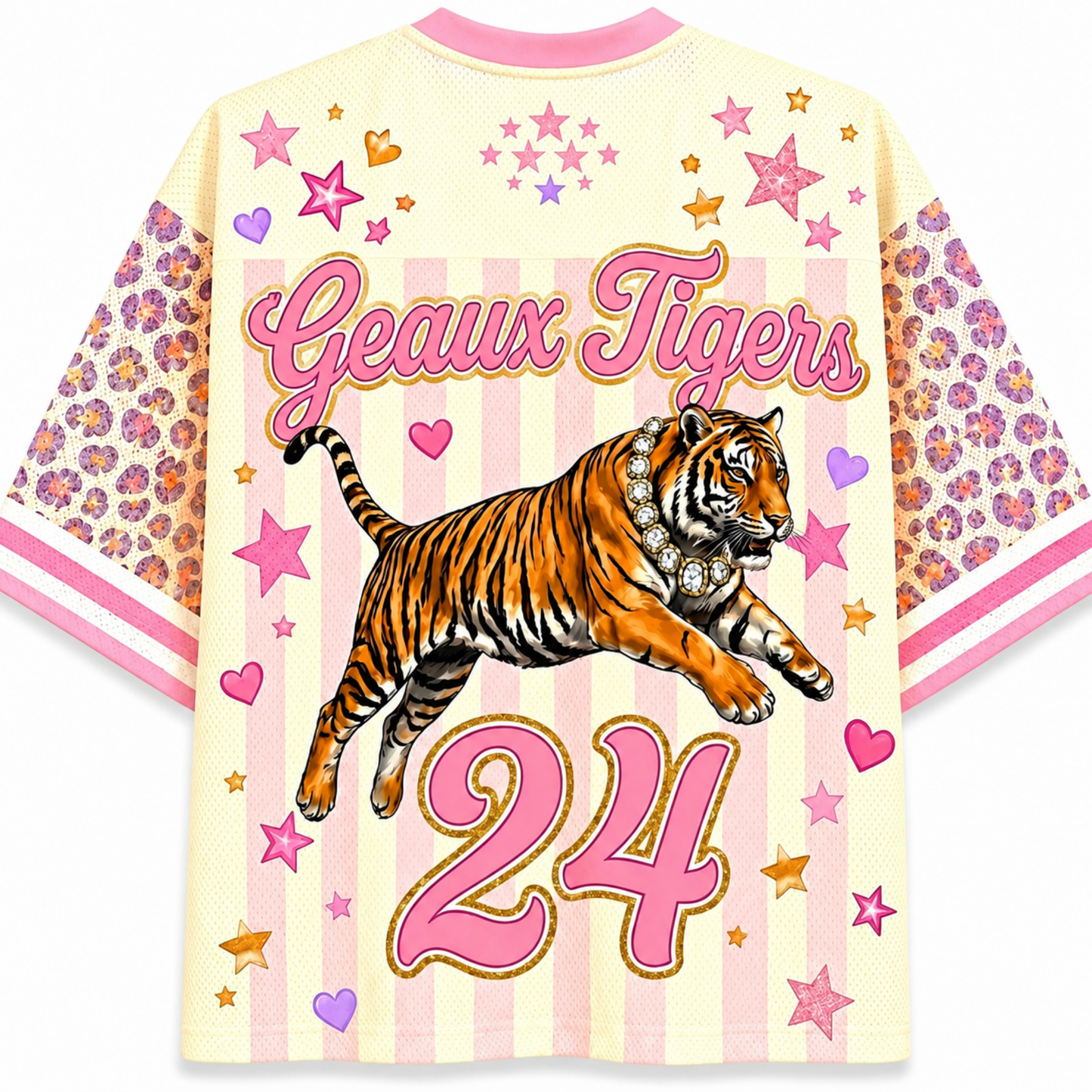 ChaoticClub Striped Geaus Tigers Leopard Bumble Mascot Mesh Jersey