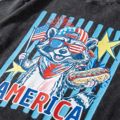Chaoticclub 4th of July Raccoon Washed T-Shirt