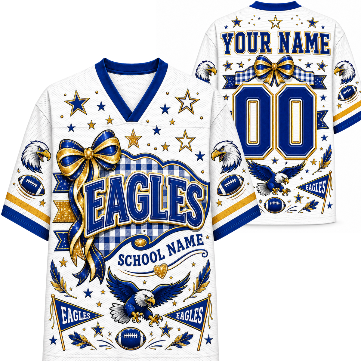 Chaotic Club Custom Mascot Coquette Bow Game Day Mesh Jersey