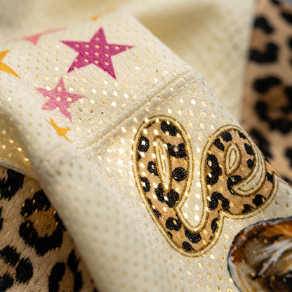 ChaoticClub Leopard Stars Bubblegum Striped Summer Mesh Jersey