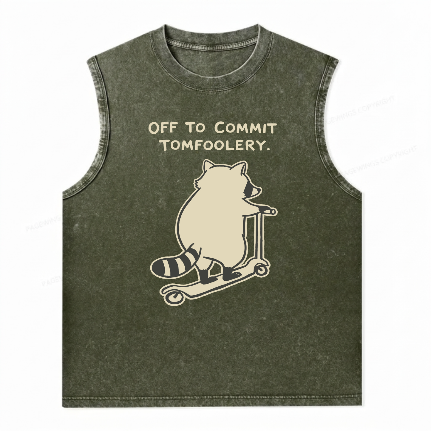 ChaoticClub Off To Commit Tomfoolery Raccoon Scooter Wash Tanktop