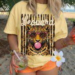 ChaoticClub Summer Leopard Stars Bubblegum Neon T-Shirt