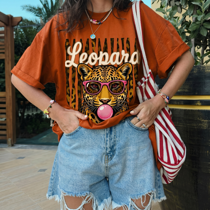 ChaoticClub Summer Leopard Stars Bubblegum Neon T-Shirt
