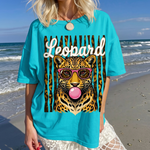 ChaoticClub Summer Leopard Stars Bubblegum Neon T-Shirt