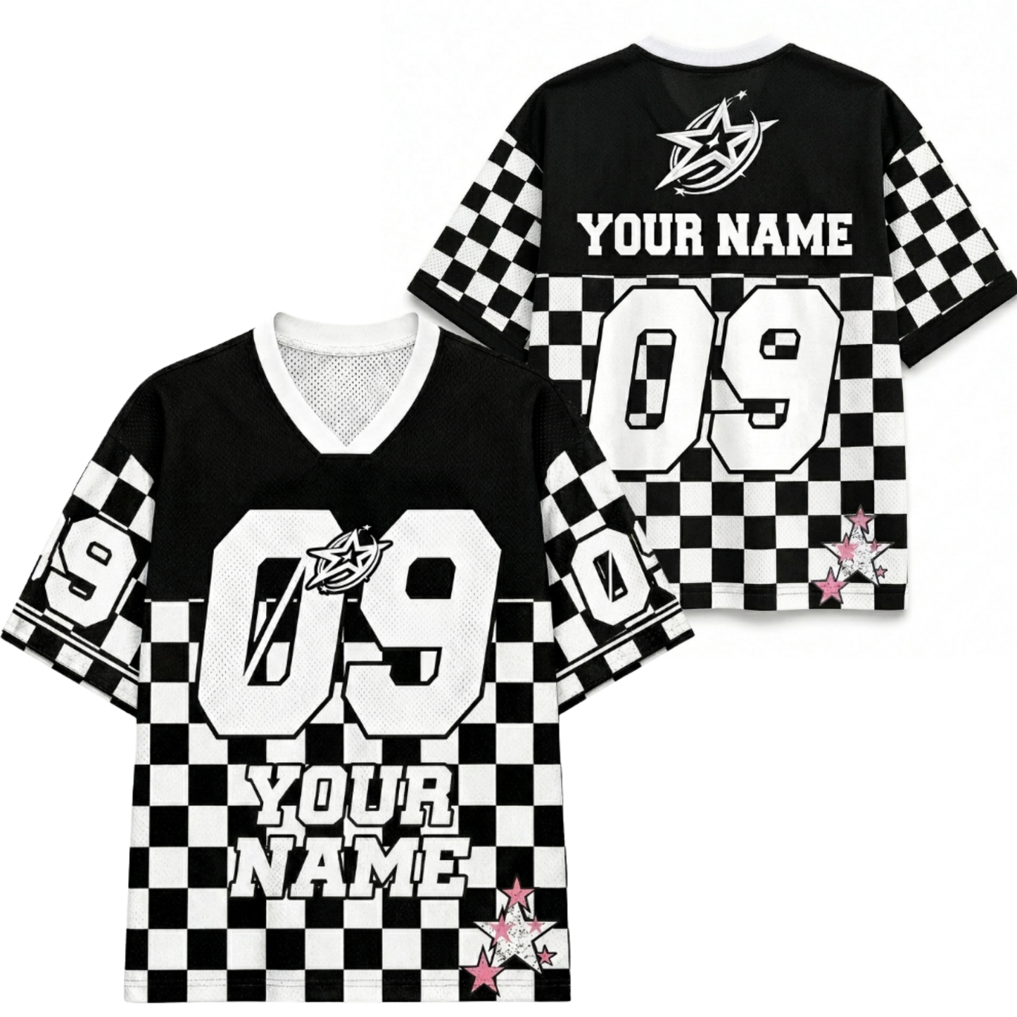 ChaoticClub Personalized Checkered Stars Mesh Jersey
