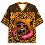 ChaoticClub Preppy Summer Coquette Leopard Mesh Jersey