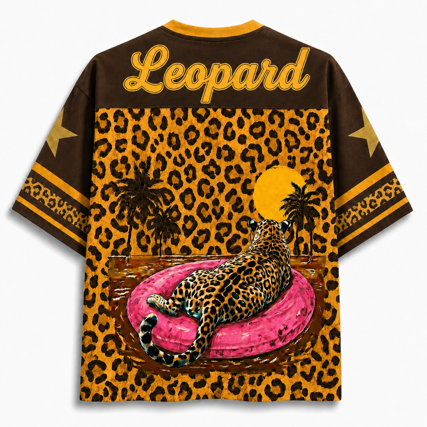ChaoticClub Preppy Summer Coquette Leopard Mesh Jersey