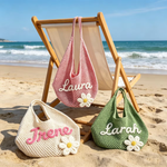 Personalized Embroidered Crochet Tote Bag