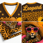 ChaoticClub Preppy Summer Coquette Leopard Mesh Jersey