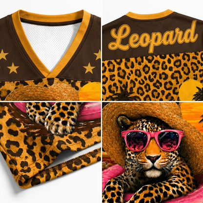 ChaoticClub Preppy Summer Coquette Leopard Mesh Jersey