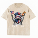 Chaoticclub USA Feral & Free Patriotic Raccoon Washed T-Shirt