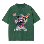 Chaoticclub USA Feral & Free Patriotic Raccoon Washed T-Shirt
