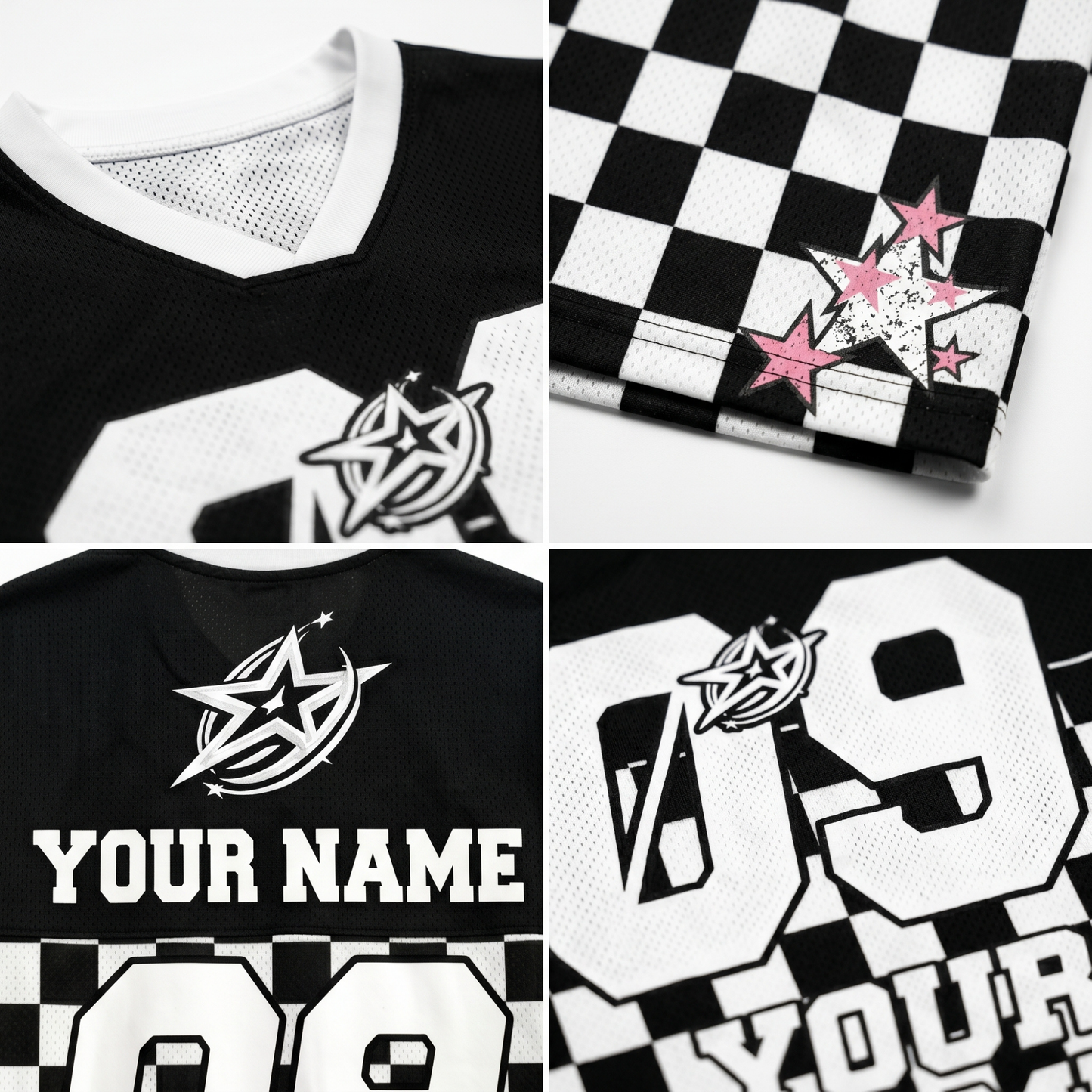ChaoticClub Personalized Checkered Stars Mesh Jersey