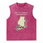 ChaoticClub Off To Commit Tomfoolery Raccoon Scooter Wash Tanktop