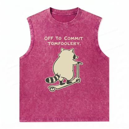 ChaoticClub Off To Commit Tomfoolery Raccoon Scooter Wash Tanktop