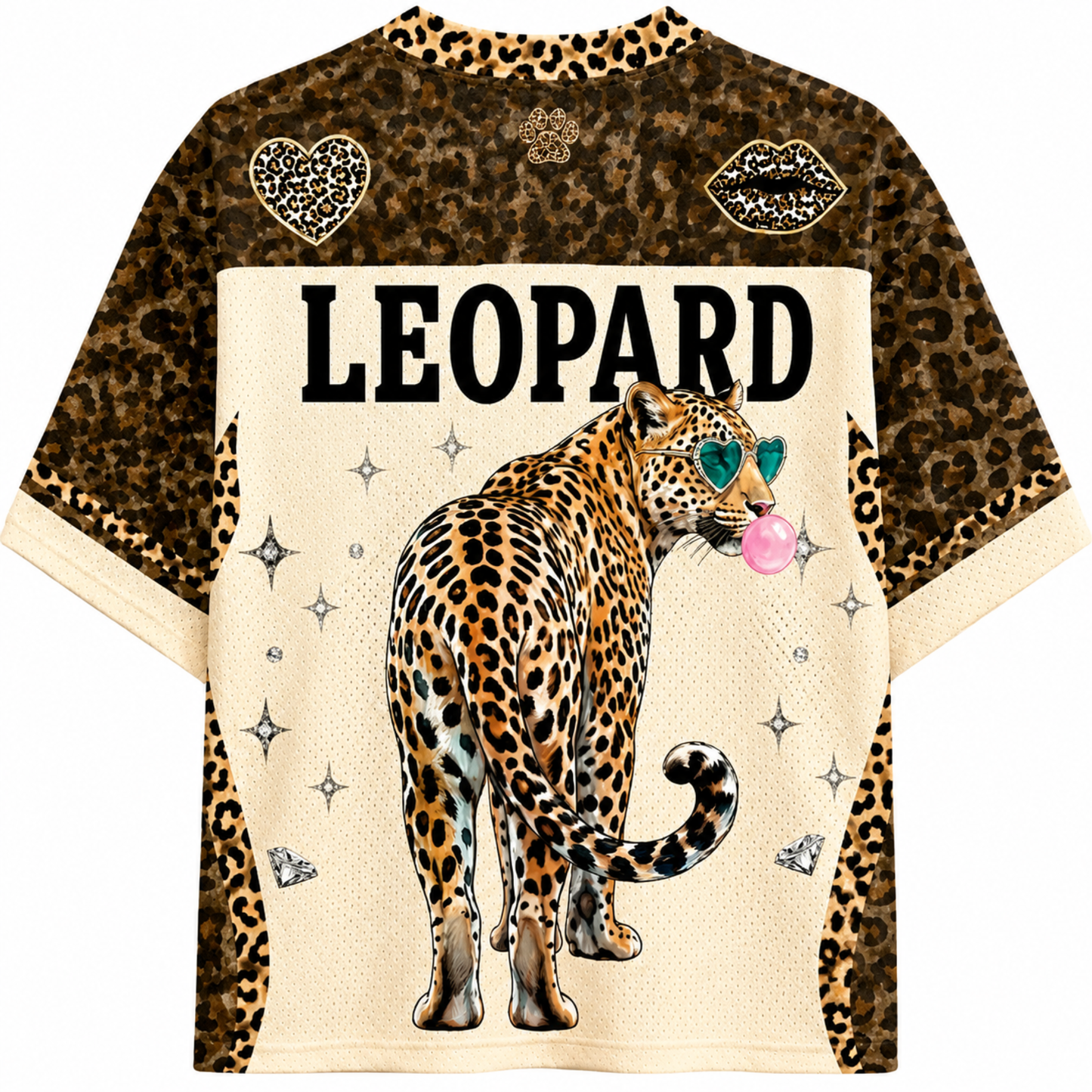 ChaoticcClub Bubblegum Leopard Mesh Jersey - Lifestyle On Model