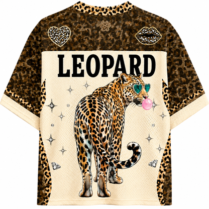 ChaoticcClub Bubblegum Leopard Mesh Jersey - Lifestyle On Model