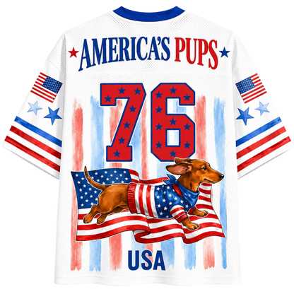 ChaoticClub Preppy Brushstroke 4th Of July Weiner Bubble Mesh Jersey