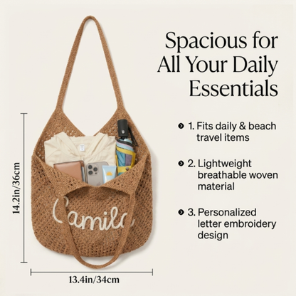 Personalized Embroidered Crochet Tote Bag