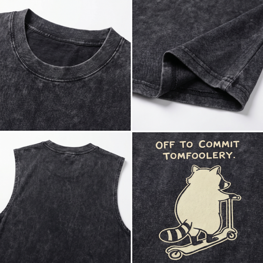 ChaoticClub Off To Commit Tomfoolery Raccoon Scooter Wash Tanktop