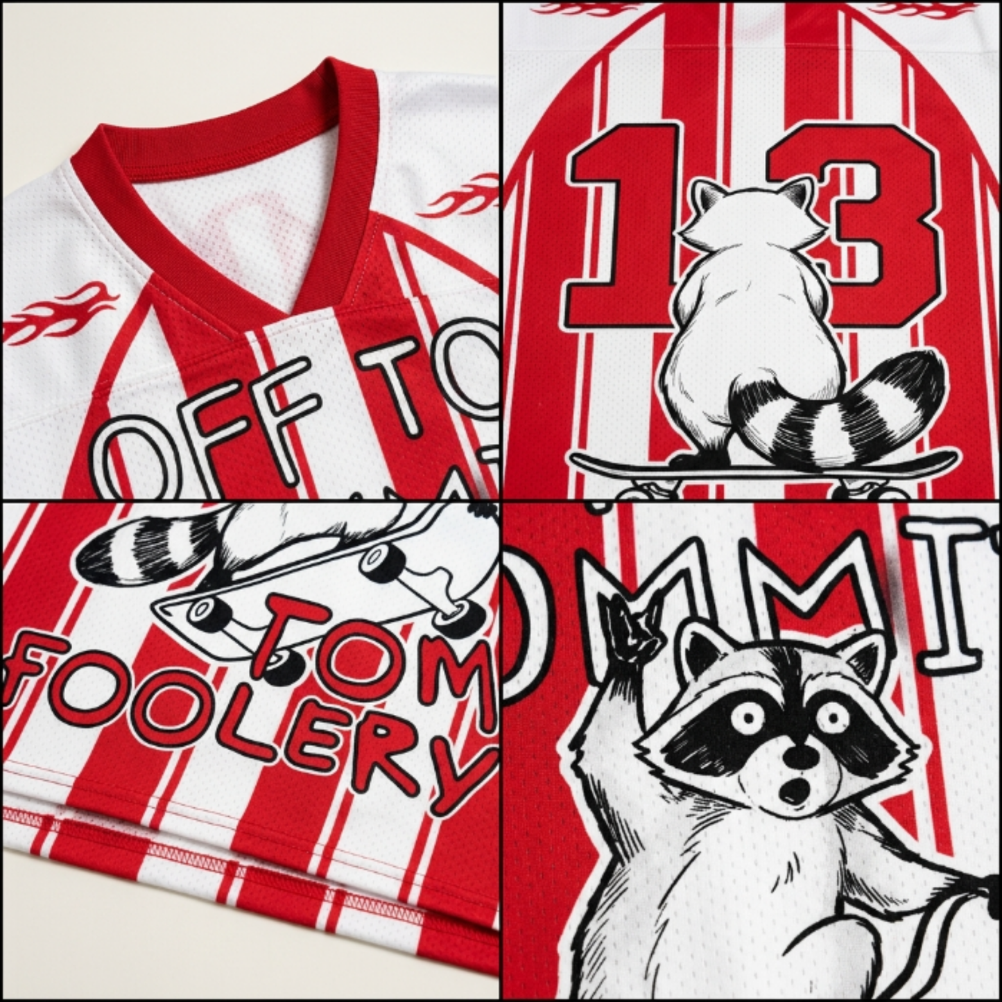 ChaoticClub Off To Commit Tomfoolery Raccoon On Skateboard Mesh Jersey
