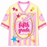 Chaotic Club Preppy Teacher Apple Pink Gingham Stripes Mesh Jersey