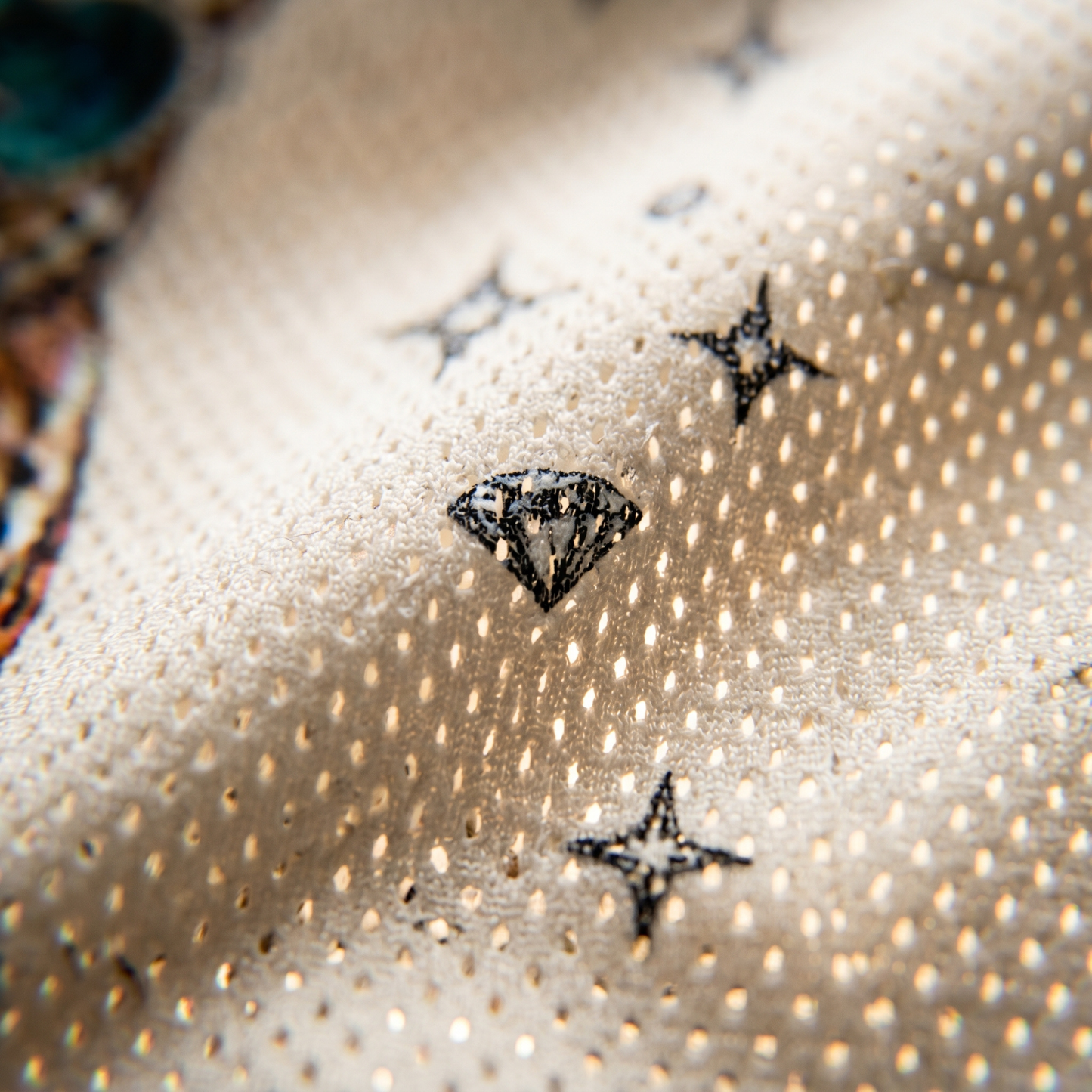 ChaoticcClub Bubblegum Leopard Mesh Jersey - Button & Collar Close Up