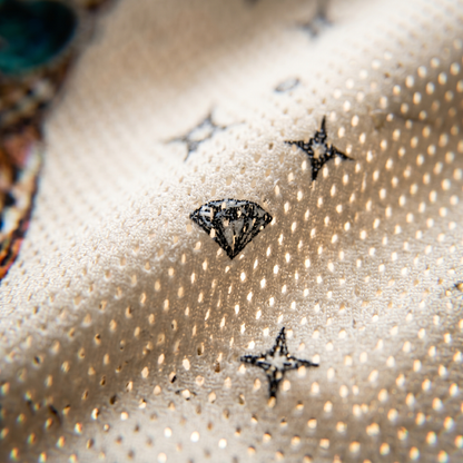 ChaoticcClub Bubblegum Leopard Mesh Jersey - Button & Collar Close Up