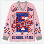 Chaotic Club Gingham Football School Mascot Long Sleeve Jersey