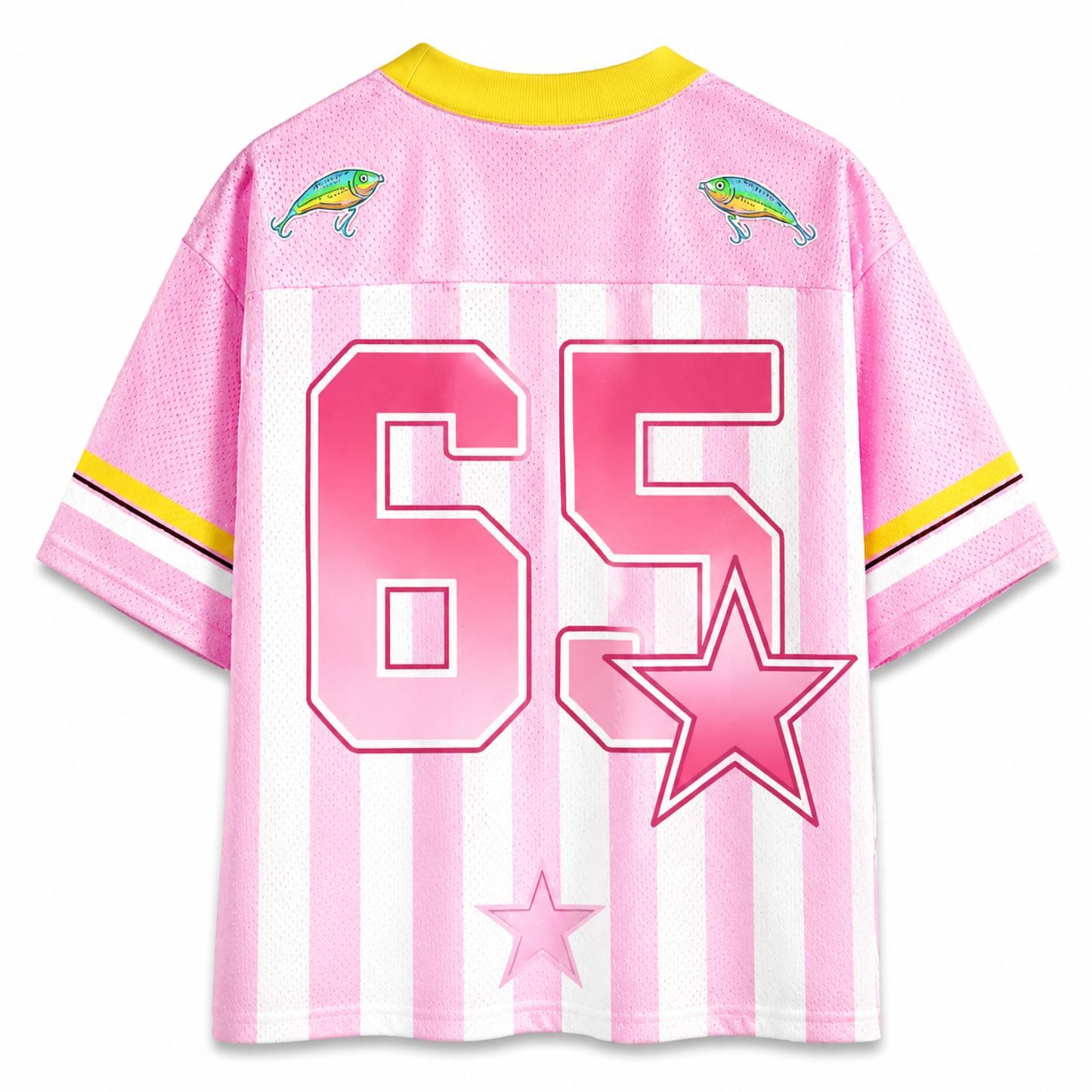 ChaoticClub Striped Preppy Kiss My Bass Fish Mesh Jersey