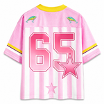 ChaoticClub Striped Preppy Kiss My Bass Fish Mesh Jersey