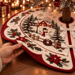 Chaotic Club Vintage Christmas Scalloped Quilted Tree Skirt