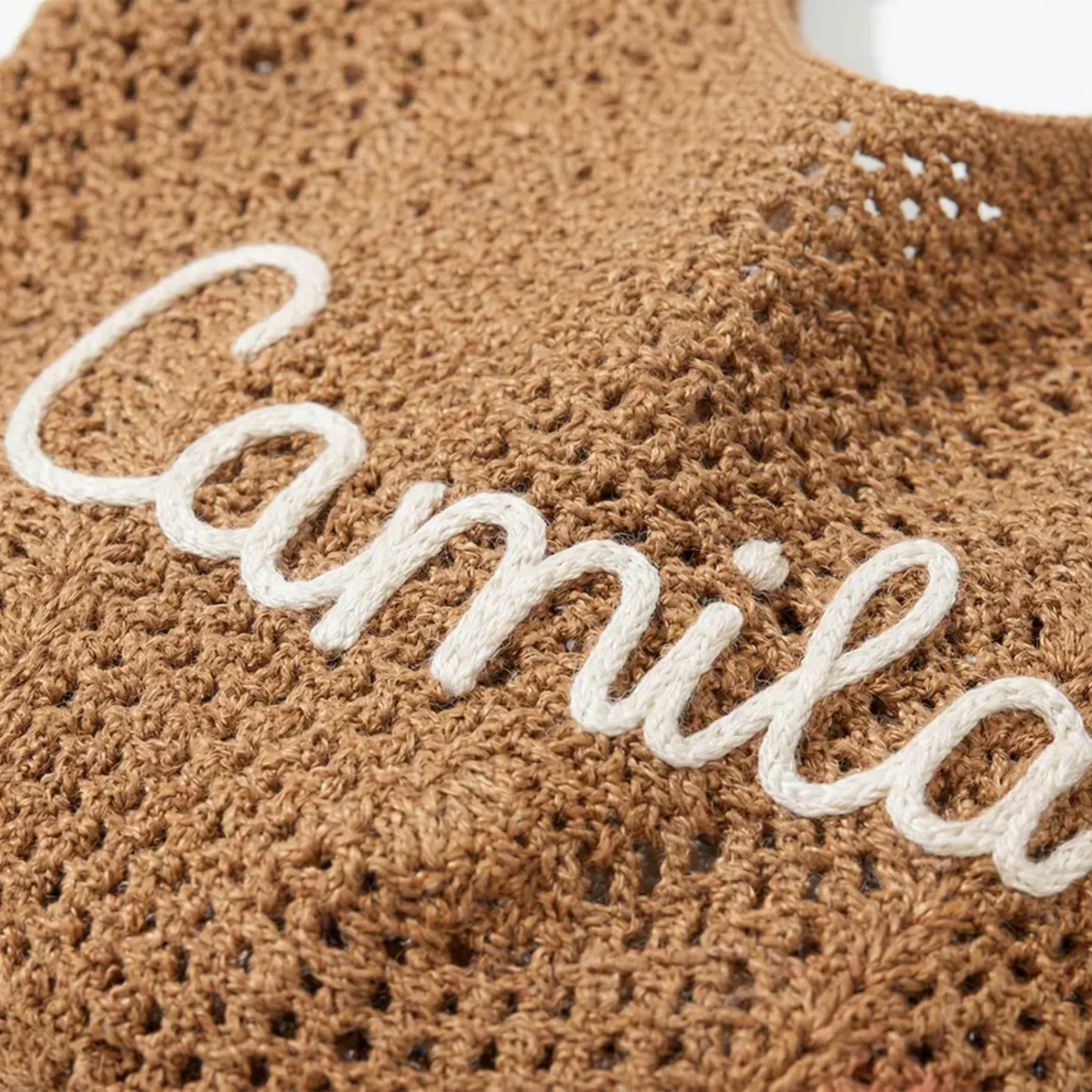 Personalized Embroidered Crochet Tote Bag