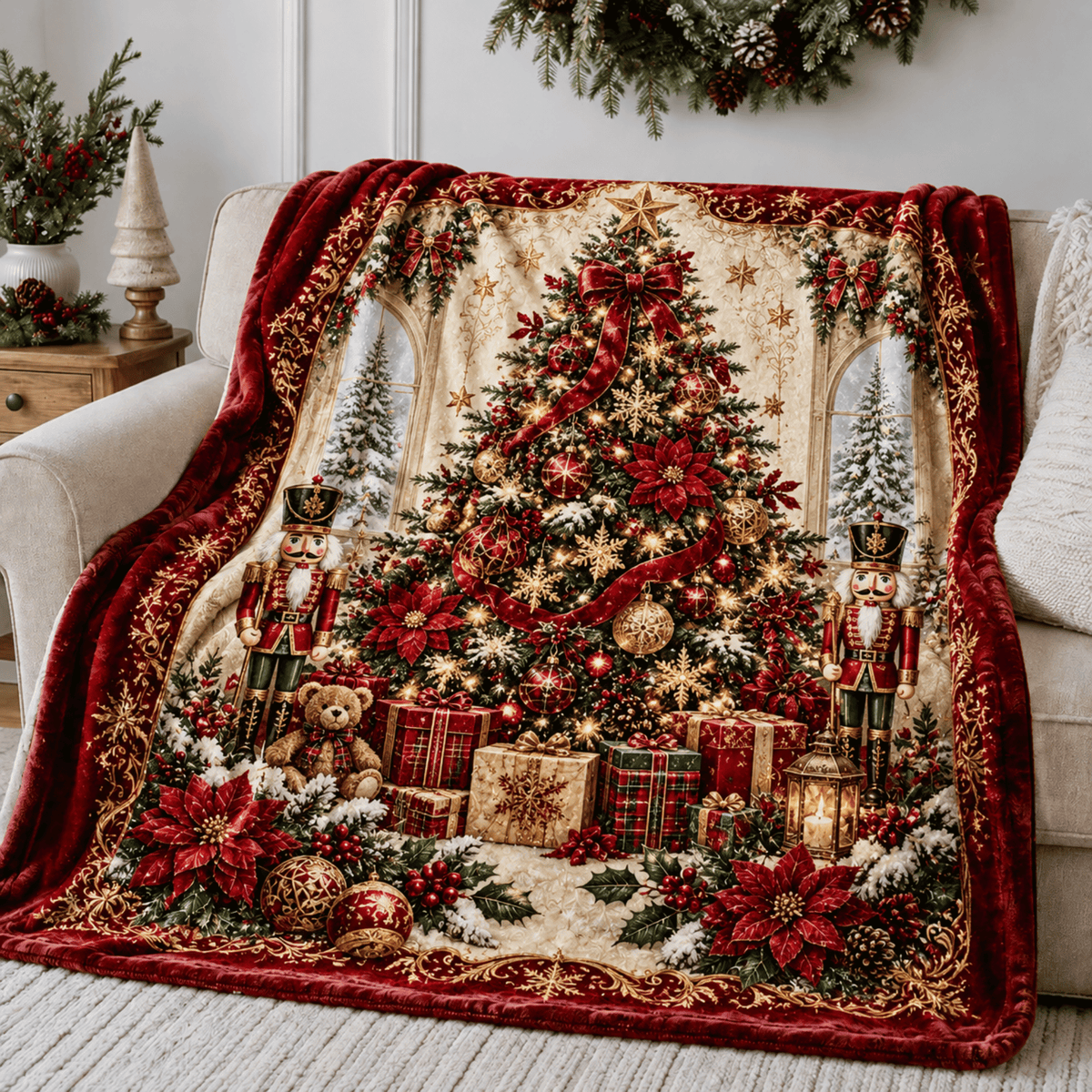 Chaotic Club Vintage Snowman Family Fleece Blanket