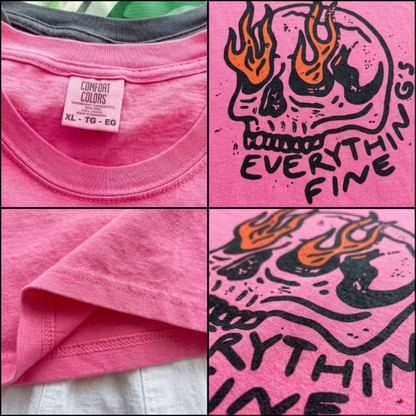 ChaoticClub Everything Is Fine Skull Neon Summer T-shirt