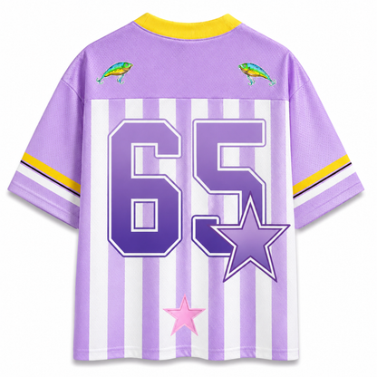 ChaoticClub Striped Preppy Kiss My Bass Fish Mesh Jersey