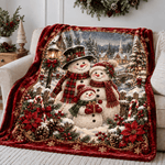 Chaotic Club Vintage Snowman Family Fleece Blanket