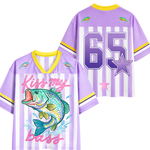 ChaoticClub Striped Preppy Kiss My Bass Fish Mesh Jersey