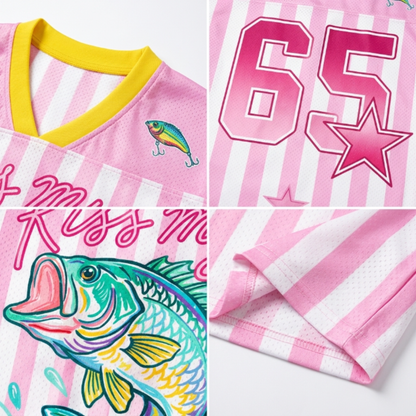 ChaoticClub Striped Preppy Kiss My Bass Fish Mesh Jersey