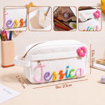 Personalized Embroidered Corduroy Pencil Case Custom Name Back to School Gift - Breathable Mesh Fabric Detail
