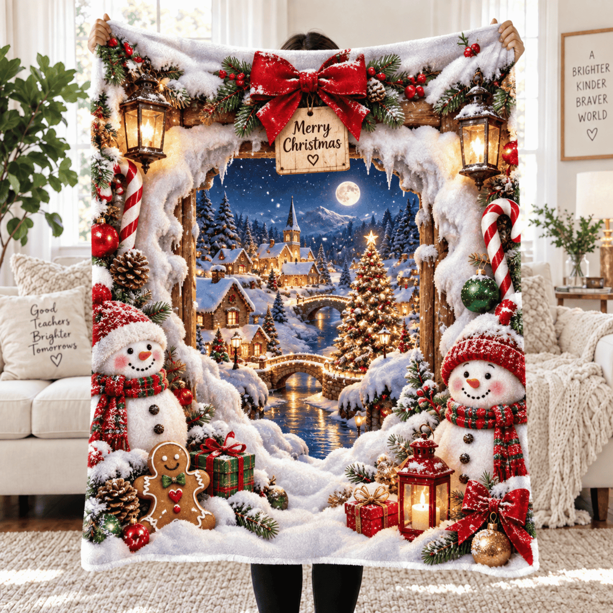 Chaotic Club Christmas Tunnel Illusion Fleece Blanket
