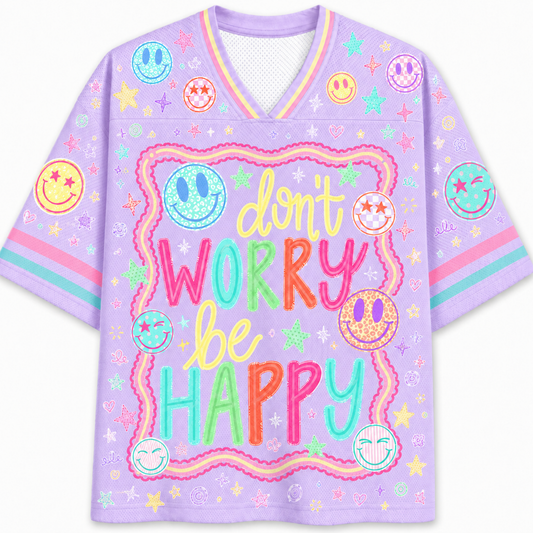 Chaotic Club Don't Worry Be Happy Spring Smiley Face  Mesh Jersey