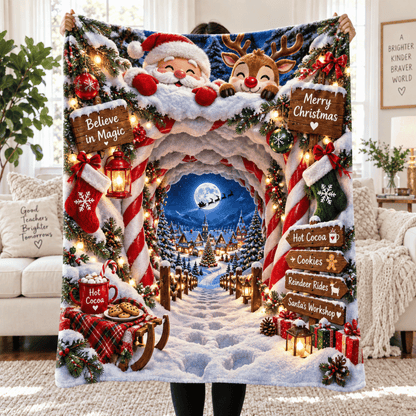 Chaotic Club Christmas Tunnel Illusion Fleece Blanket