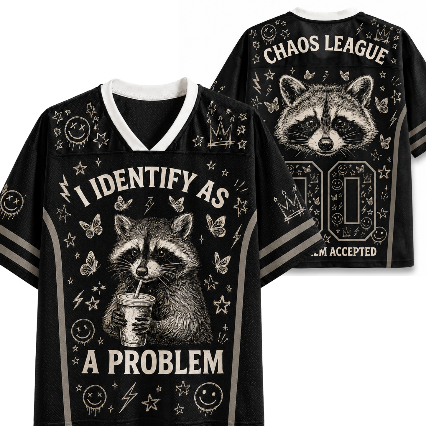ChaoticClub I Identify As A Problem Raccoon Mesh Jersey