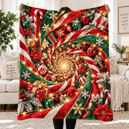 Chaotic Club Christmas Tunnel Illusion Fleece Blanket
